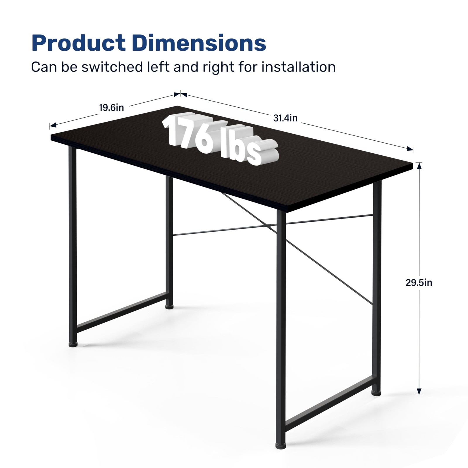 YSSOA Computer Desk Home Office Work Study Writing Modern Simple Table with H...