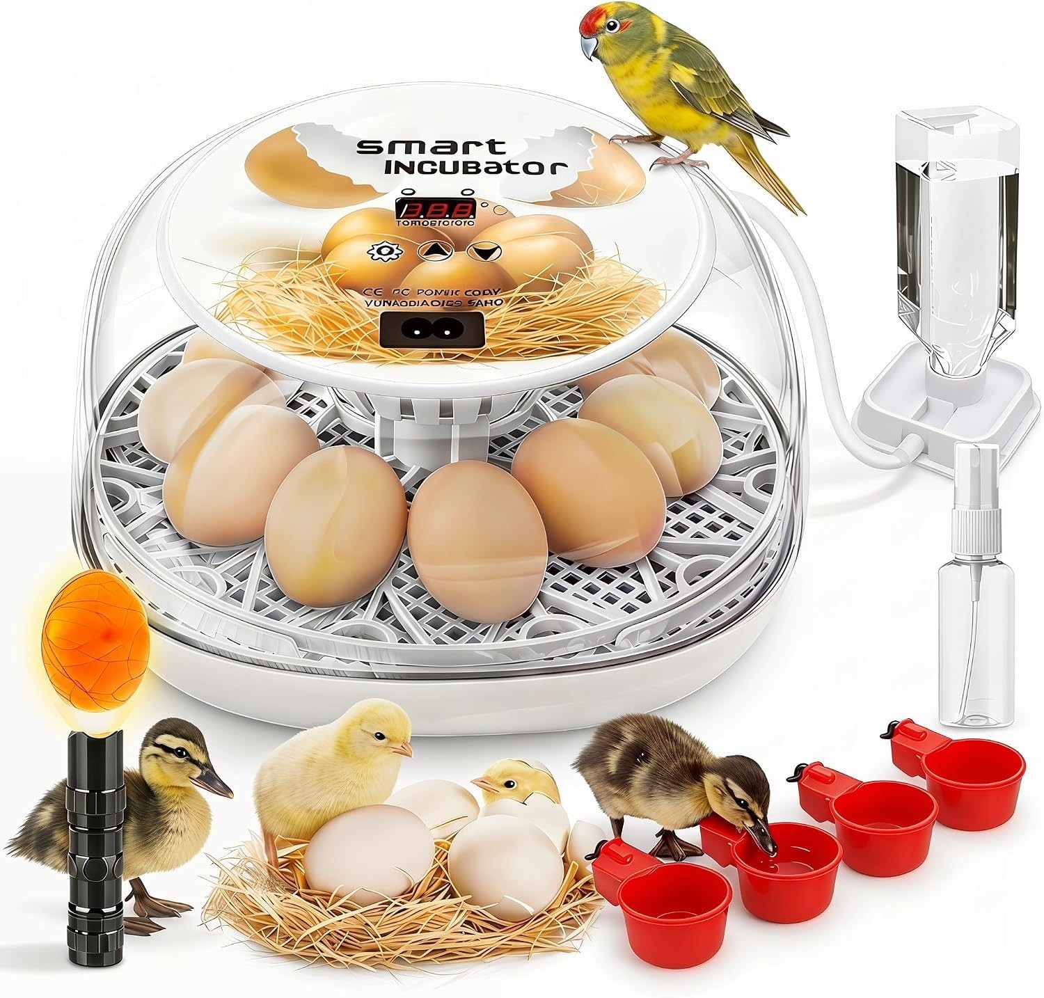 Incubators for Hatching Eggs, Chicken Waterer Cups, Automatic Egg Turner Hold...