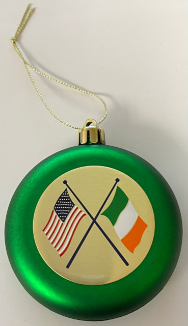 AMERICAN & IRISH FLAGS USA AMERICA 3" GREEN Ornament w 2" Emblem