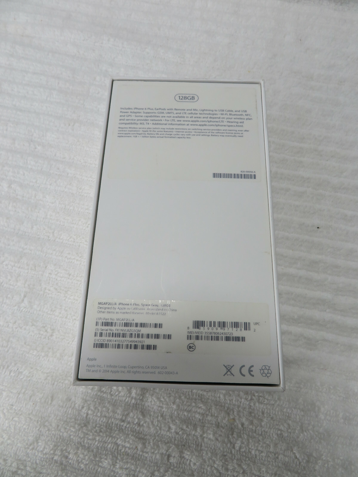 Apple iPhone 6 Plus Space Gray 128GB retail oem EMPTY BOX ONLY GUC
