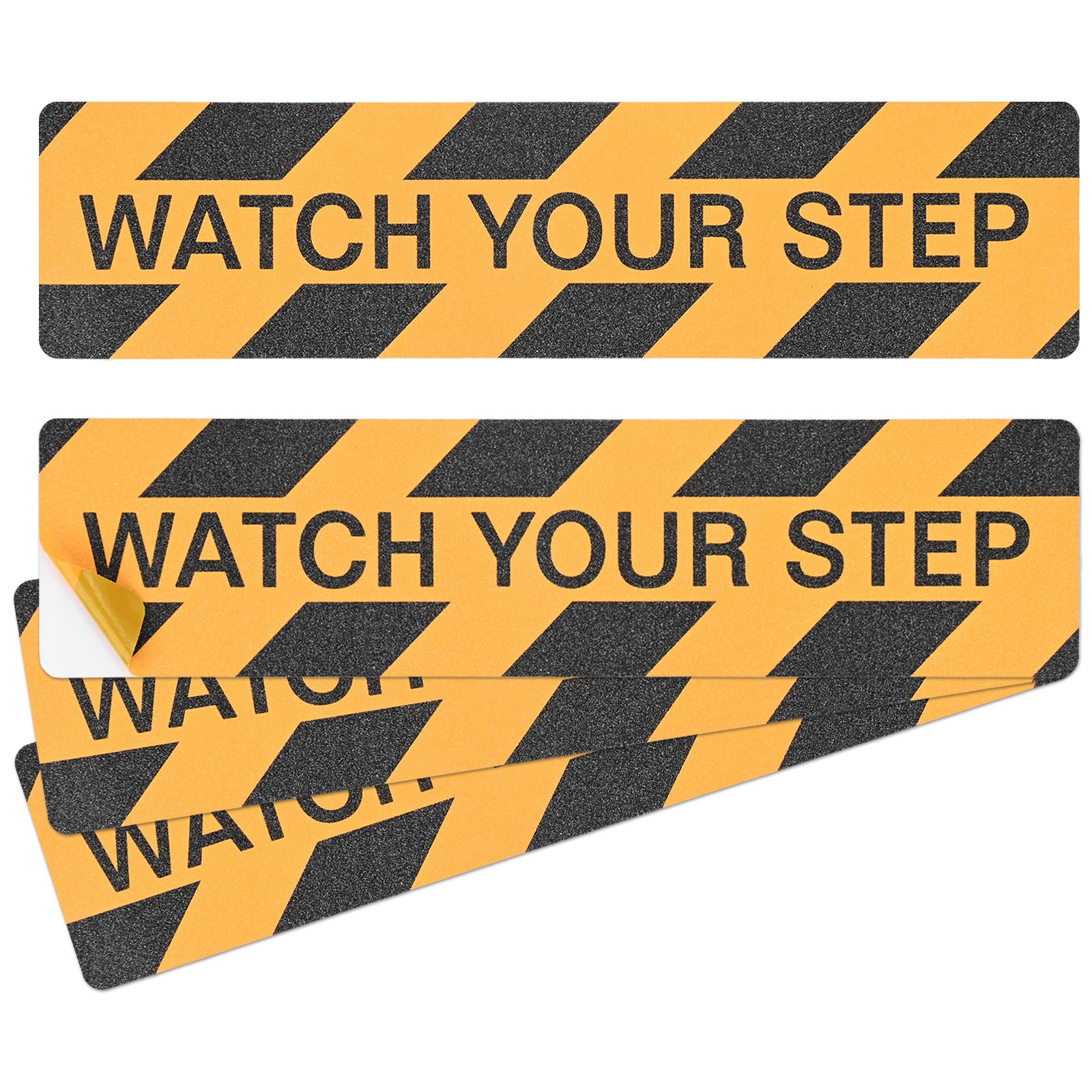 4 Pcs WATCH YOUR STEP Floor Decals Stickers 6 x 24 Inch [Yellow Black]