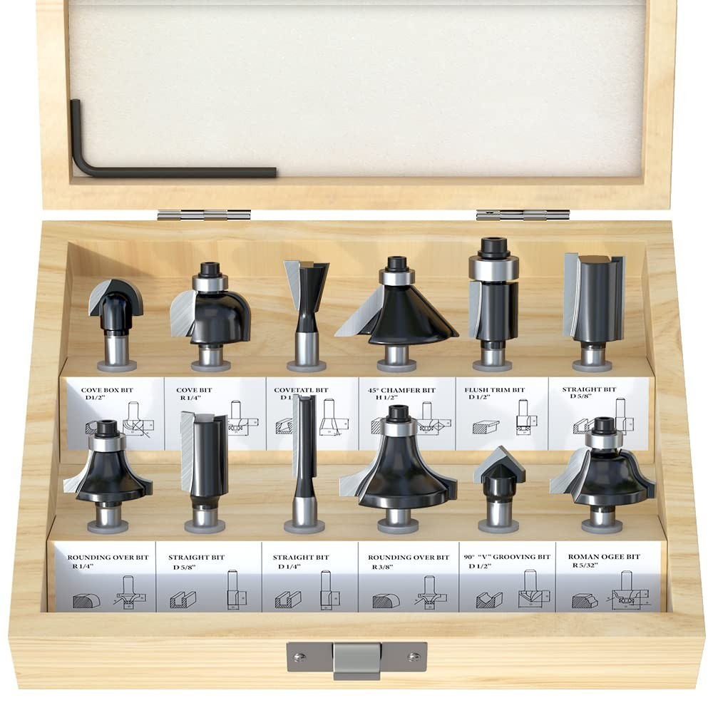 Versatile Tungsten Carbide Router Bits Set for Smooth, Professional Woodworking