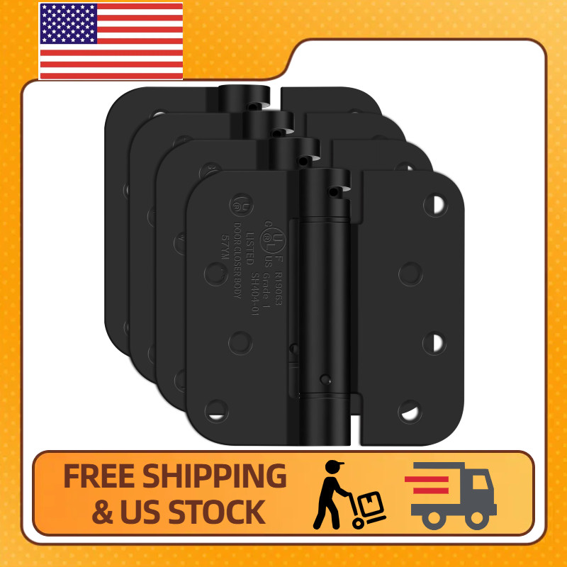 4 Pack 4 Inch Self Closing Spring Loaded Door Hinges with 5/8" Radius Corners