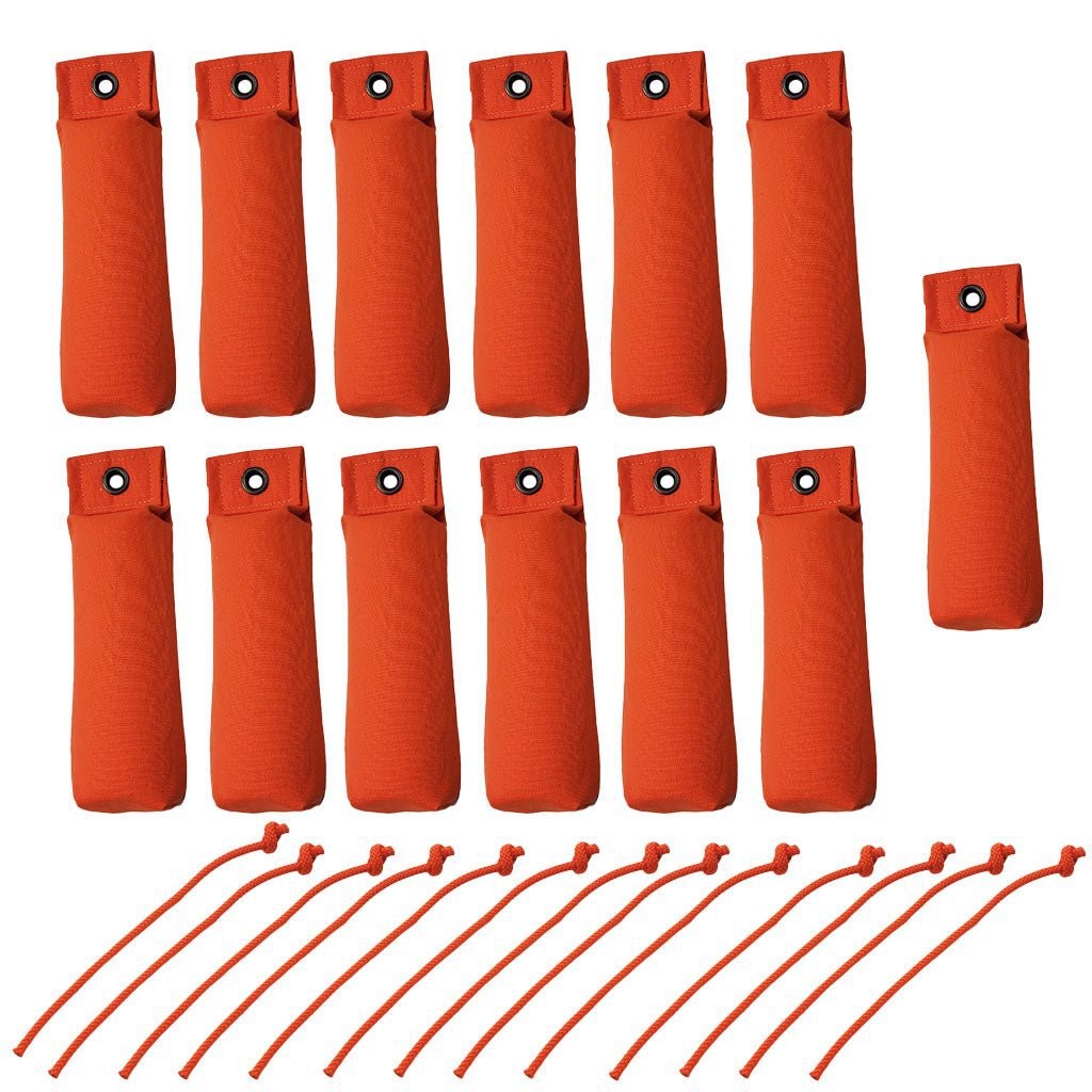 Retriever dog training Canvas Bumpers Bundle 13 count - Orange and White - USA