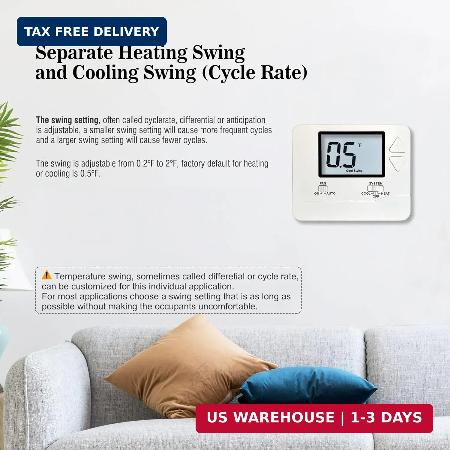 Heagstat Non-Programmable Thermostat for Home Conventional Single-Stage System,