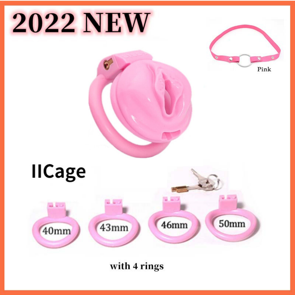 3D Printed Lightweight Pink Cage Small Male Chastity Devices Lock Ring New
