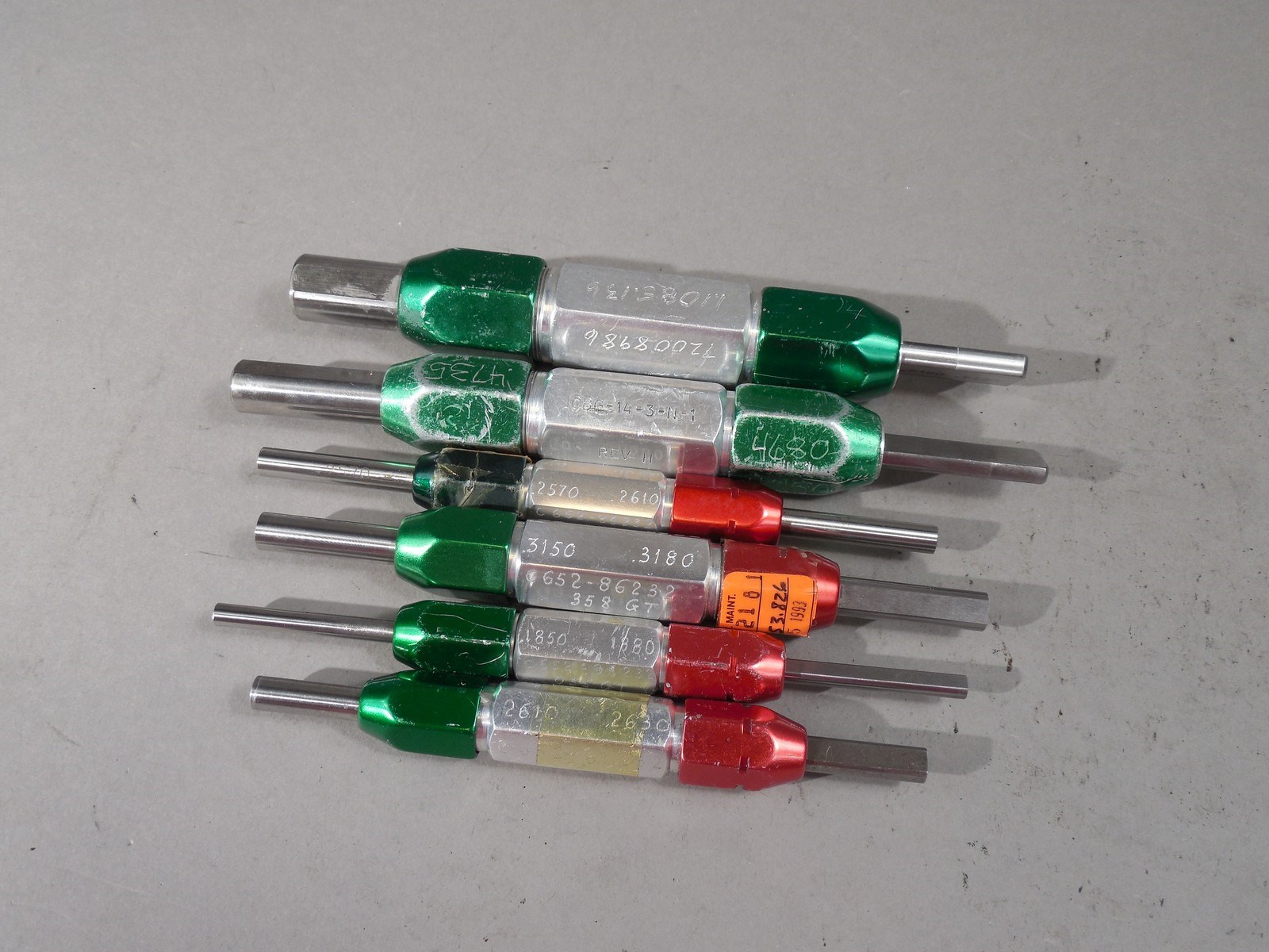 Mixed Lot of 6 Gage Pins and Handles / Go - No Go Gage .1880" to .6235"