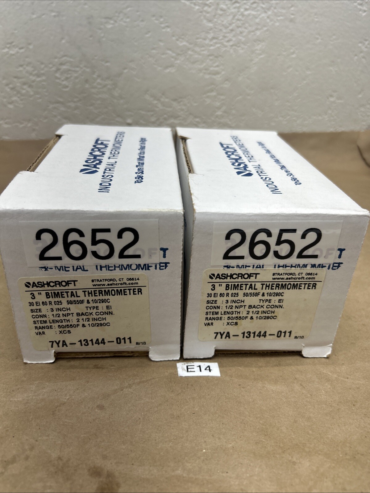 (2) Ashcroft 30EI60R025 50-550 Bimetal Thermometer 3in 1/2in Npt 3” Stem NIB