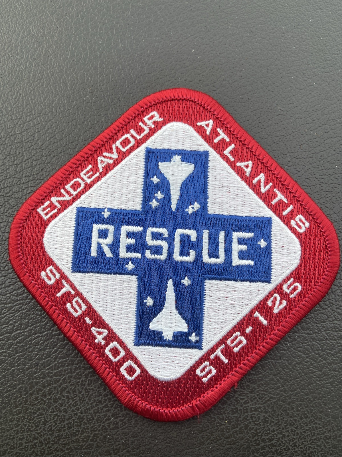 Vintage Nasa RESCUE  STS~400 STS~125 Endeavor Atlantis Cloth Patch Nice