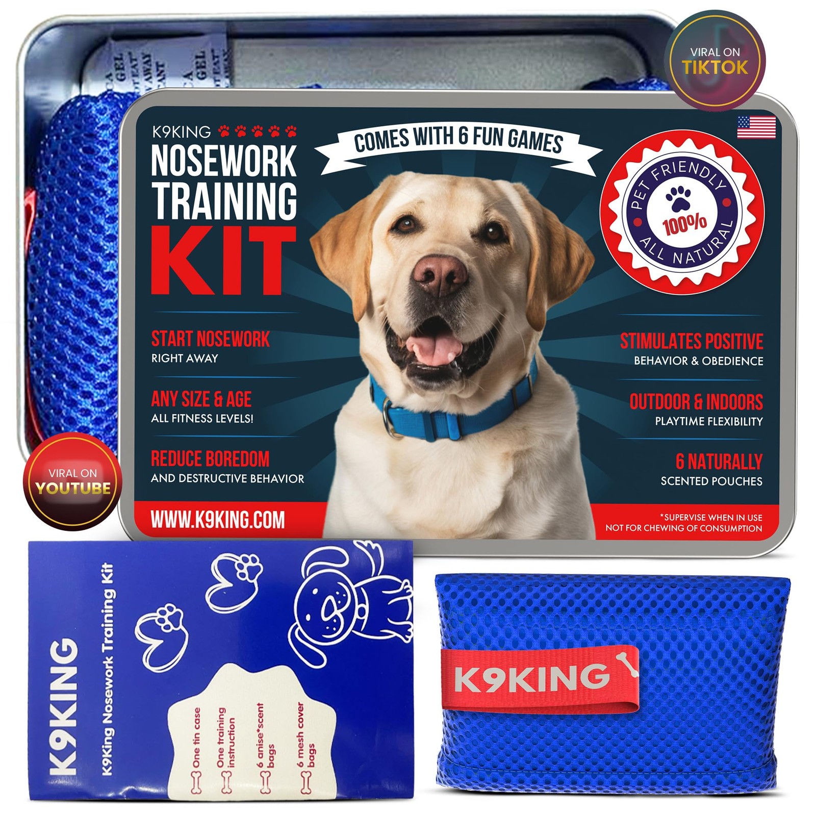 Interactive Dog Scent Training Kit Fun - Nose Work for Dogs, Hide and Orange