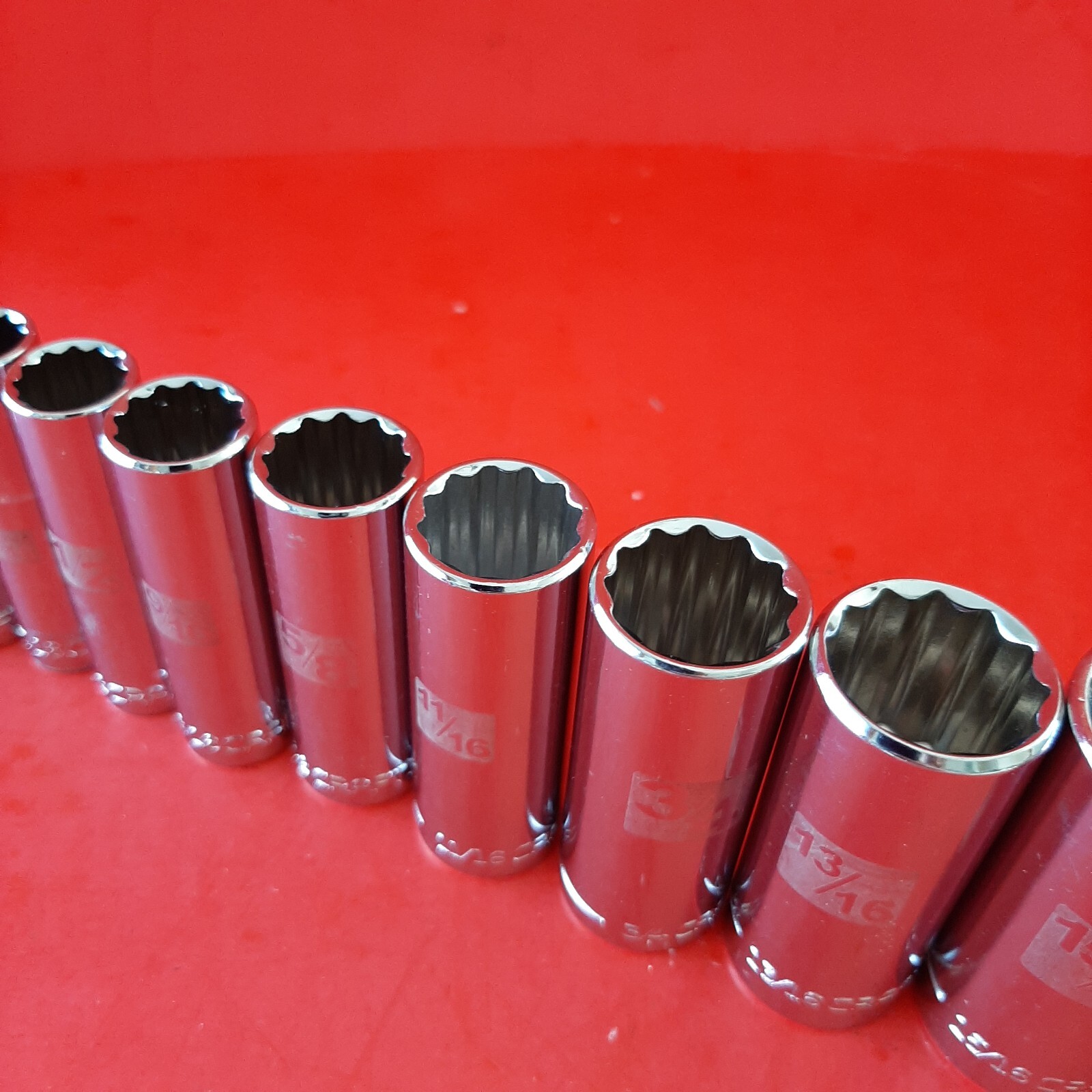 NEW CRAFTSMAN Easy Read 11pc 3/8" Drive DEEP 12 Point SAE Socket Set 3/8-1"