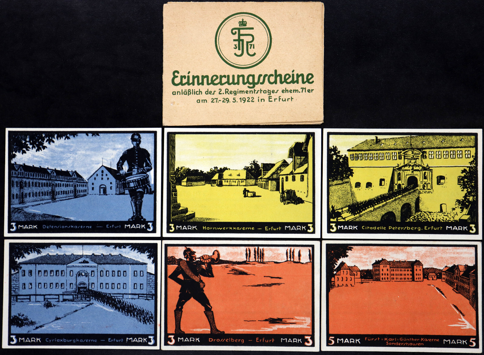 ERFURT 1922 XX-RARE "Former 1871 Soldiers" Complete w/ORIGINAL ENVELOPE! Notgeld