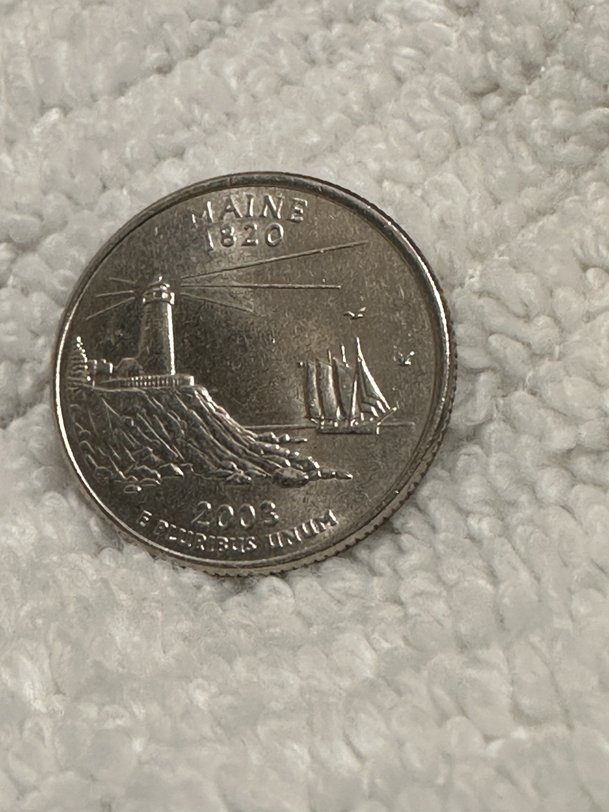 Rare 2003 D Maine State Quarter Coin Error Lighthouse Top
