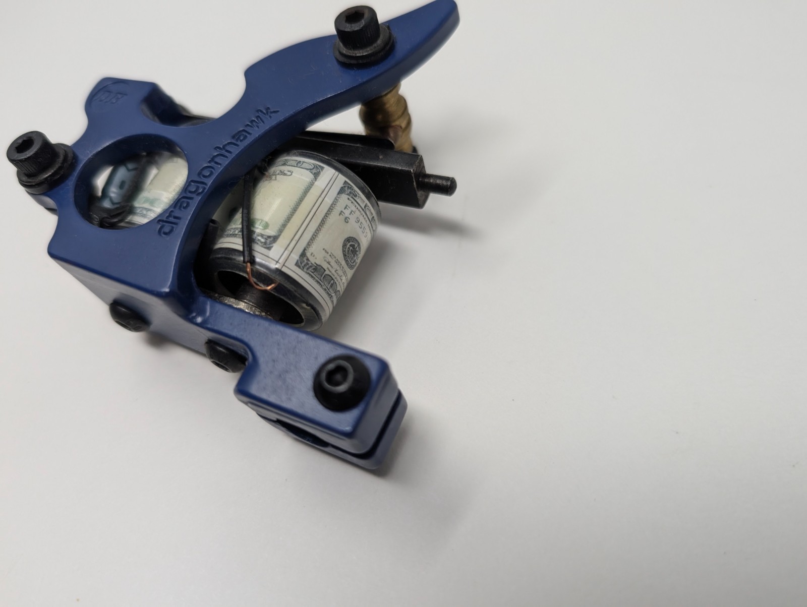 Dragonhawk DH Tattoo Machine Blue Custom 100 Bill Coils (E9)