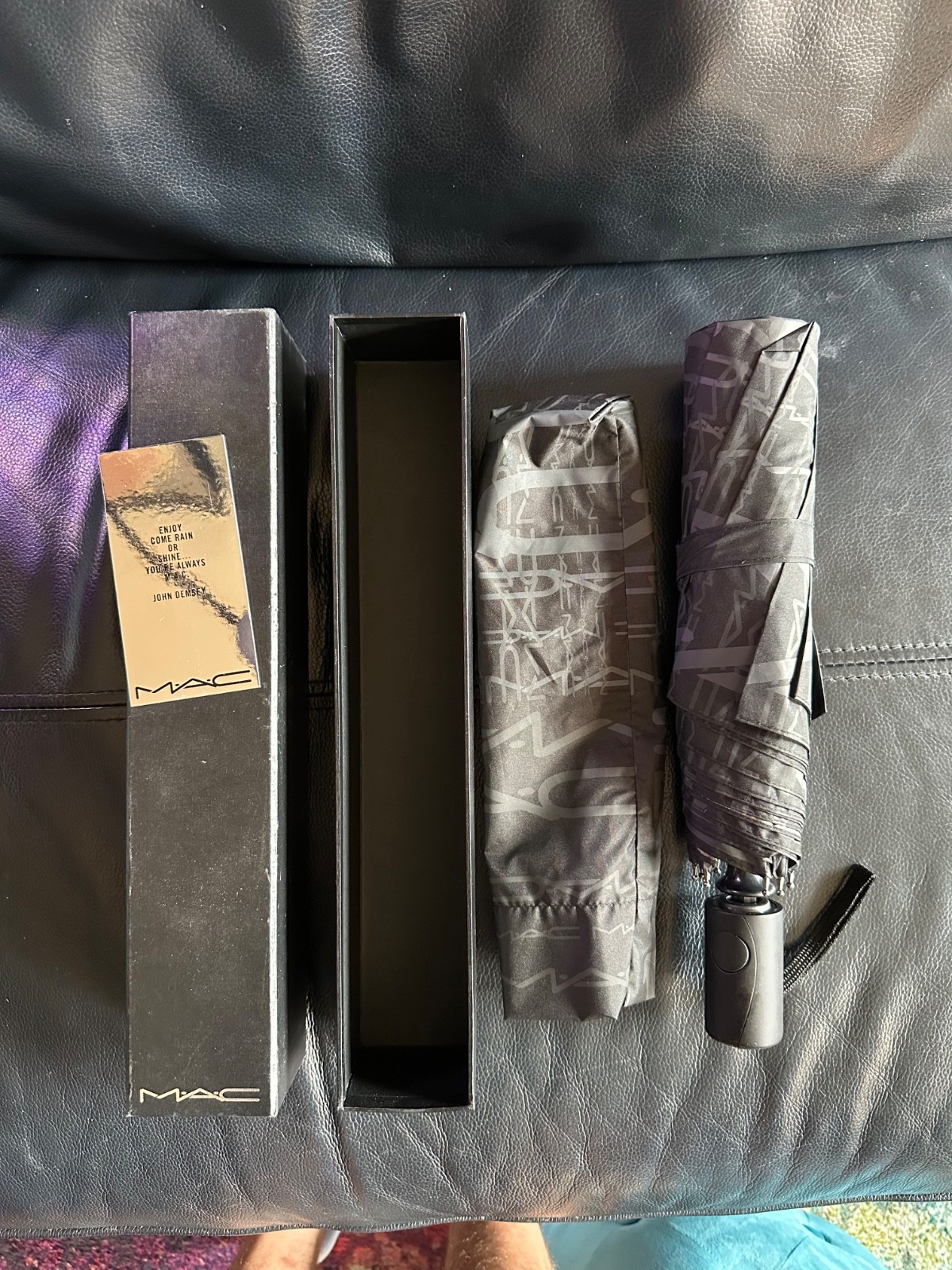 MAC Cosmetics Black On Black Logo Umbrella  Exclusive Employee Gift