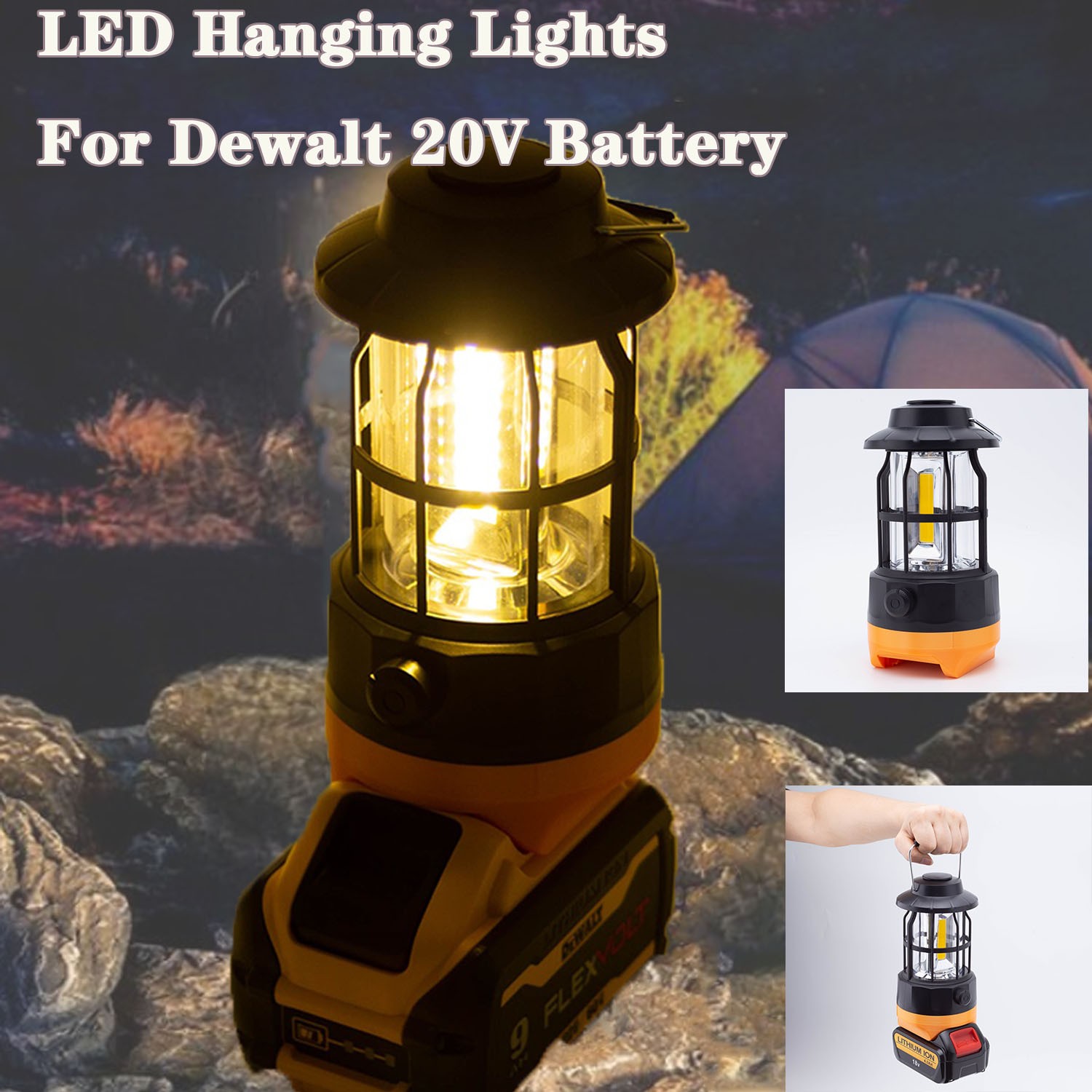 Outdoor LED Lantern For Dewalt 20V MAX Li-ion Battery Hanging Lights For Camping