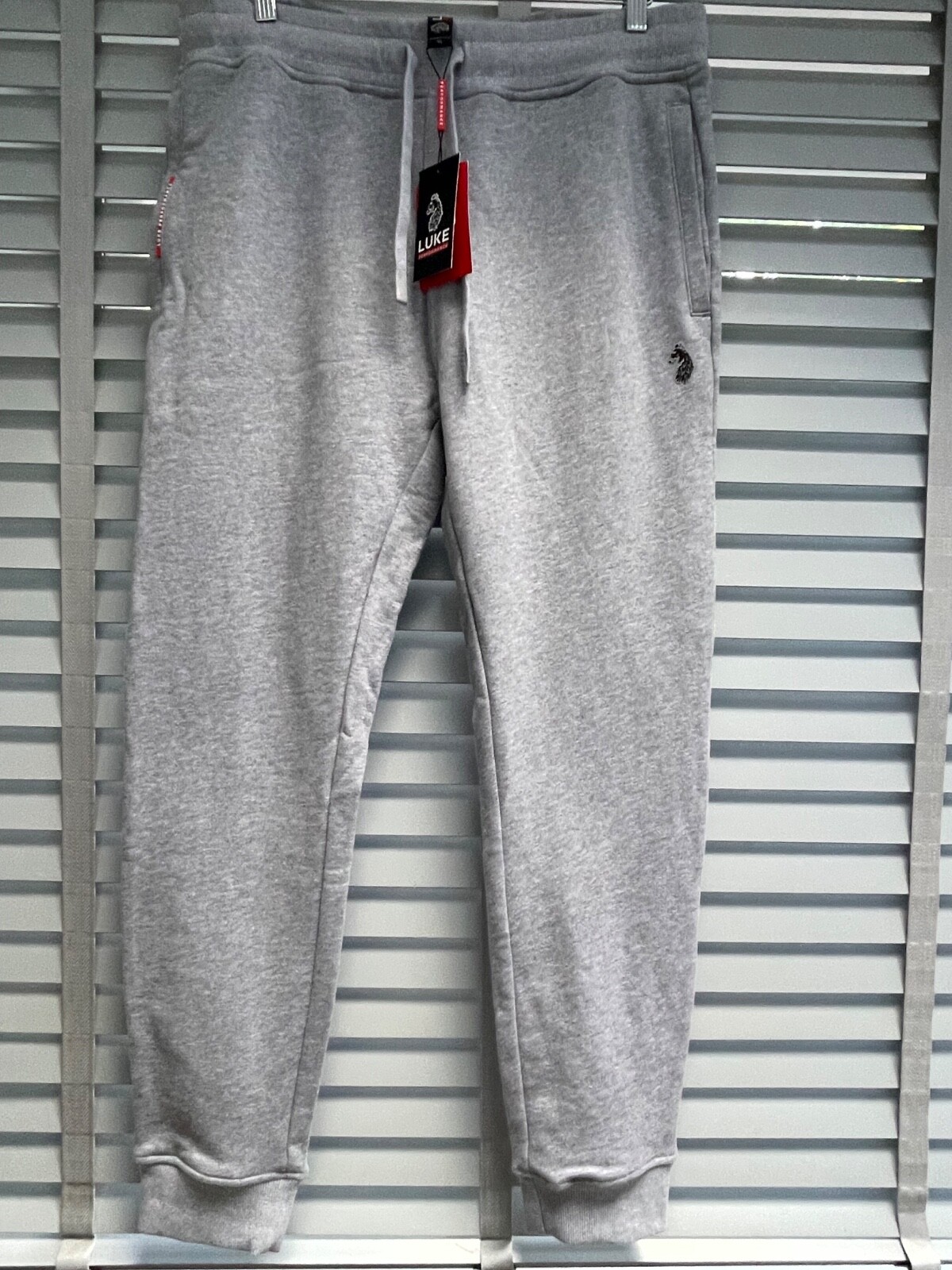 LUKE Grey Performance Jogger XL Mens Mid Marl Tapered Leg Tracksuit Bottom TITAN