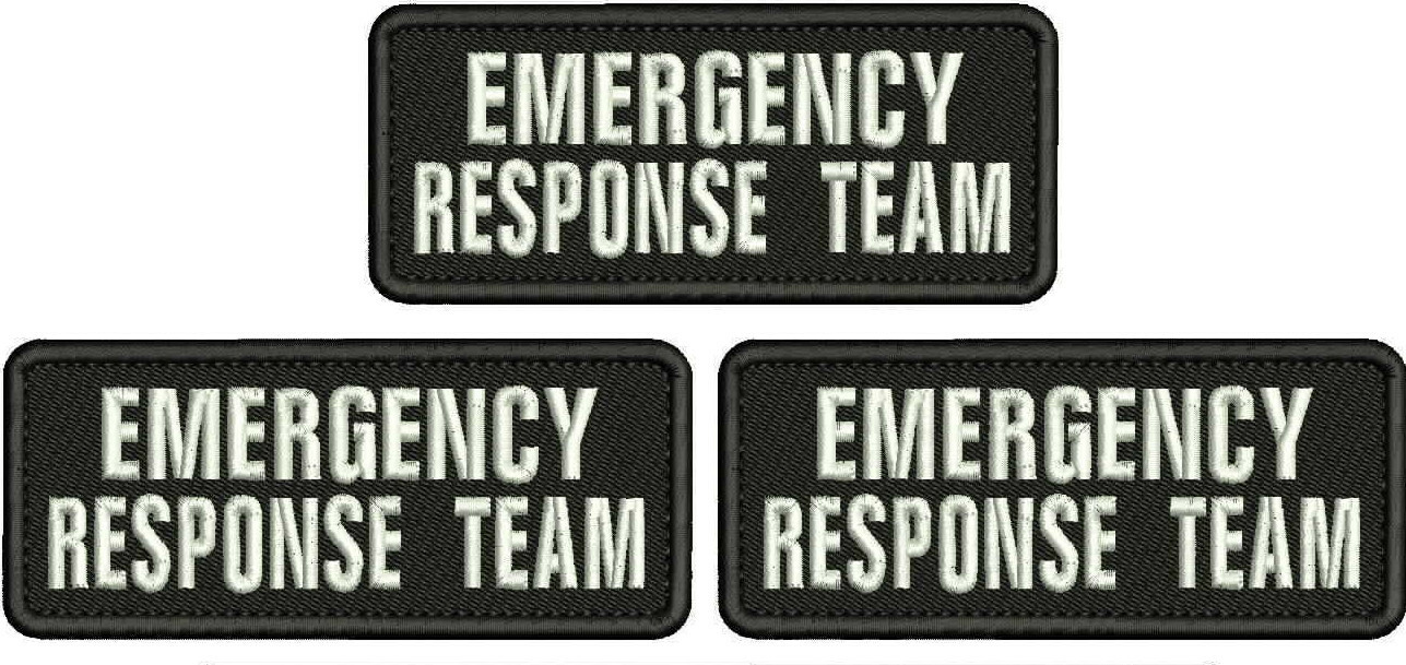 E RESPONSE TEAM 3 EMBROIDERY PATCHES 2X5 HOOK ON BACK BLK/WHITE
