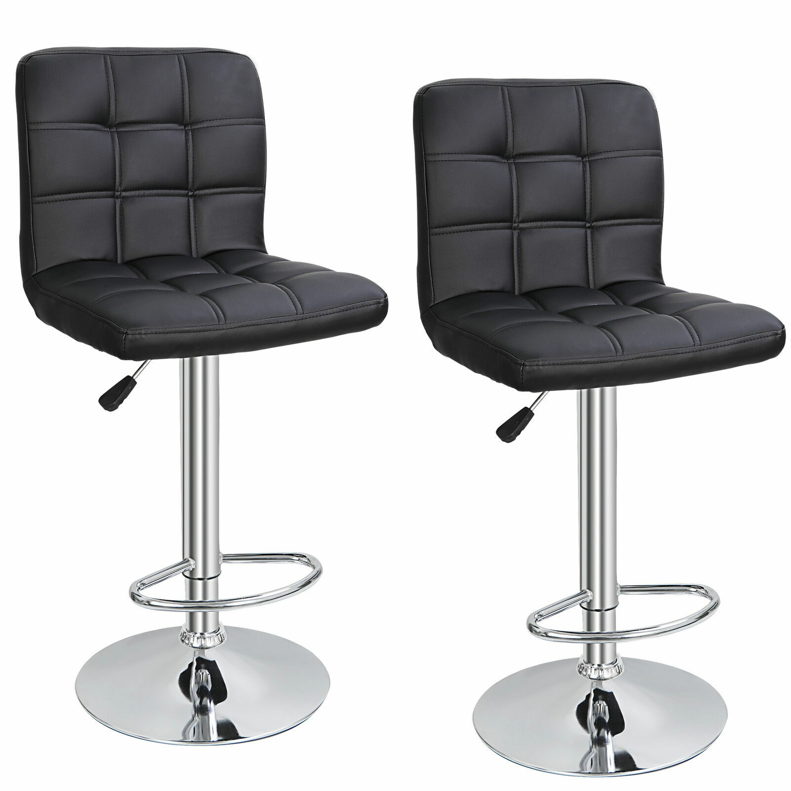 360° Rotation Bar Stools with Back PU Leather 2 PCS Reception Office Home Chair