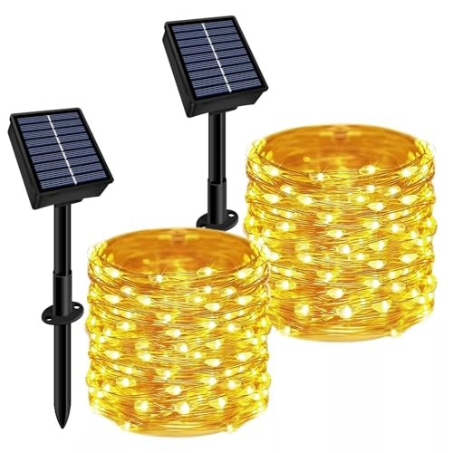 Solar String Lights Outdoor Waterproof Total 66ft 200LED 8 2 Pack Warm White