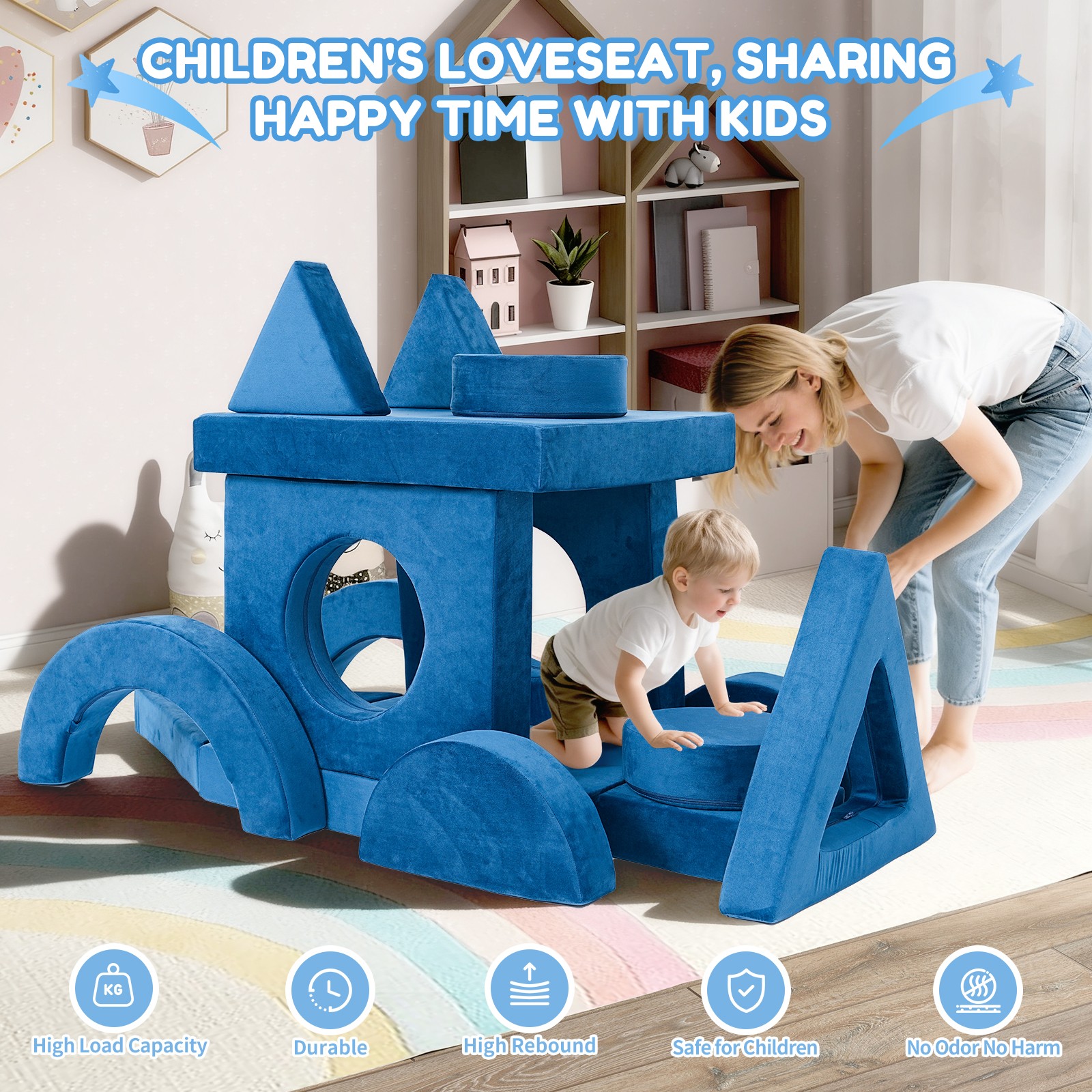 Kids Sofa Modular Children Couch Toddler Sofa Playroom Christmas Gift 16Pcs
