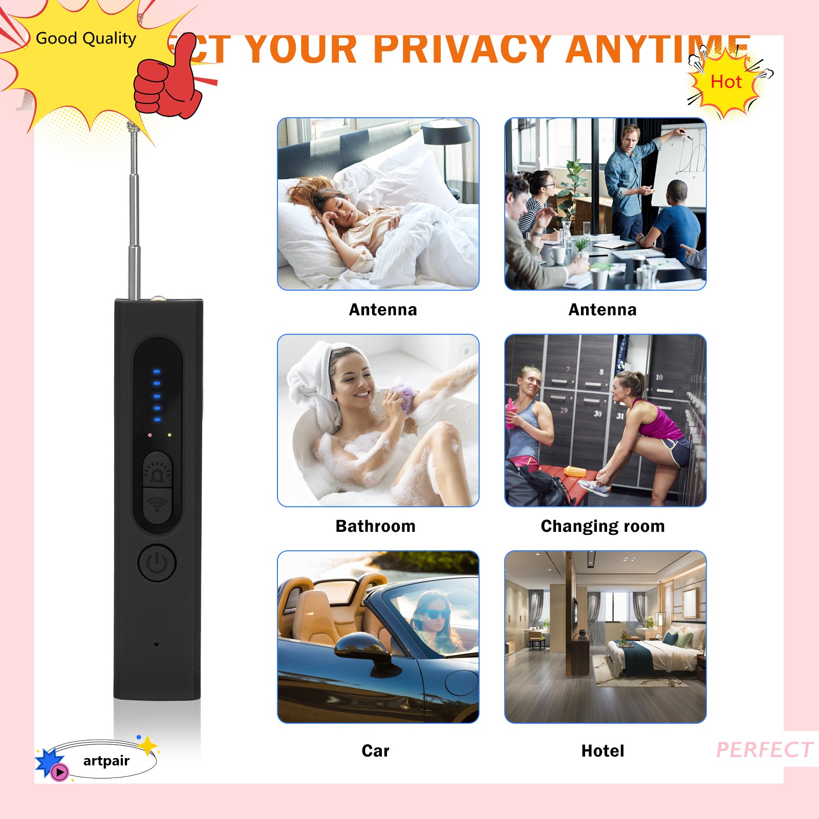 Portable Hidden Camera Detector, Finder Bug GPS Tracker Scanner Device Car Hotel