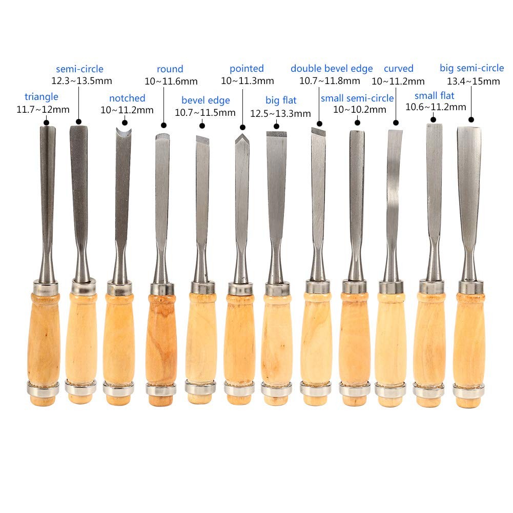 12 PCS Wood Carving Chisel Set Professional Gouge Tools with Bag Gouges
