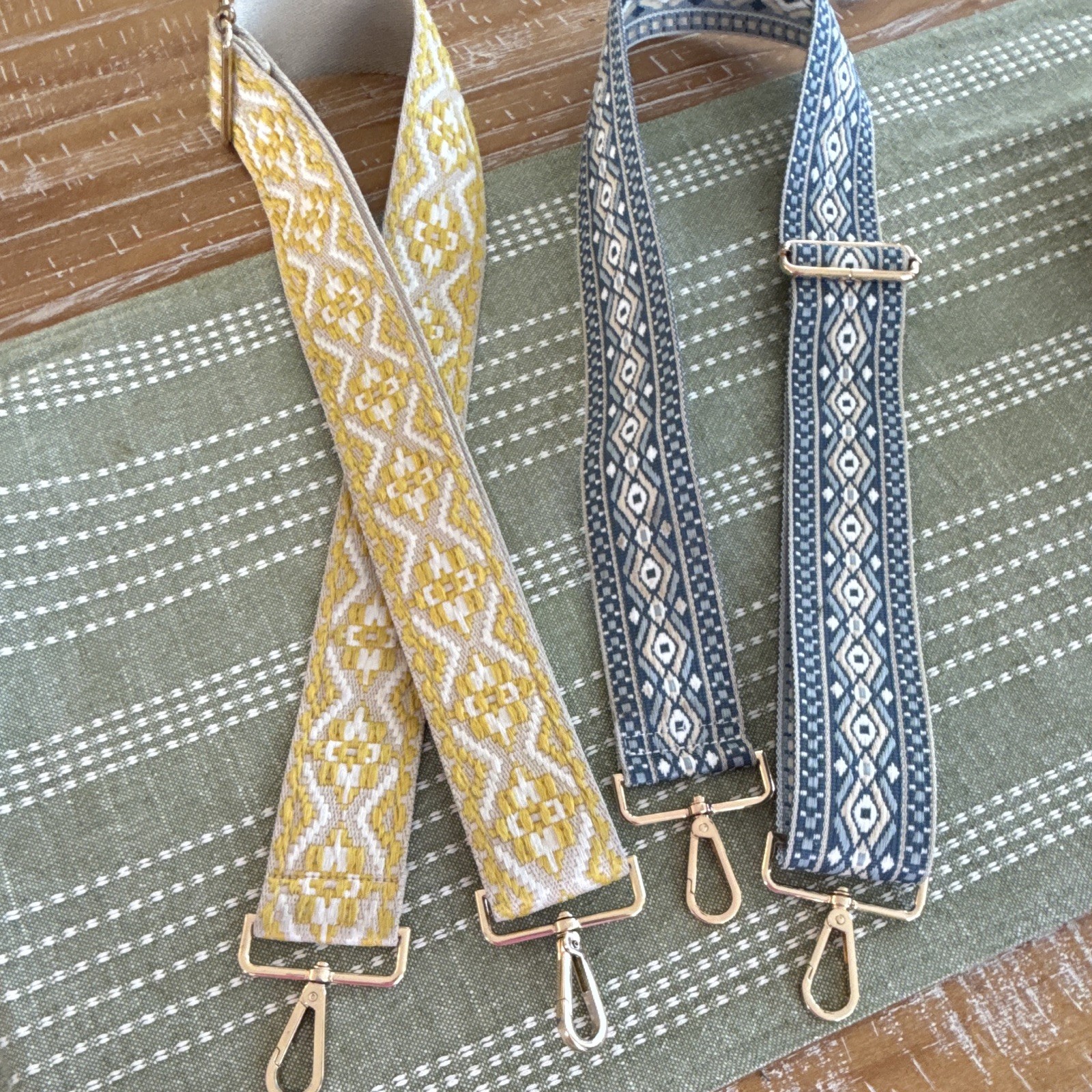 2pc Detachable Adjustable Bag Strap/Yellow Hardware. Sold together!