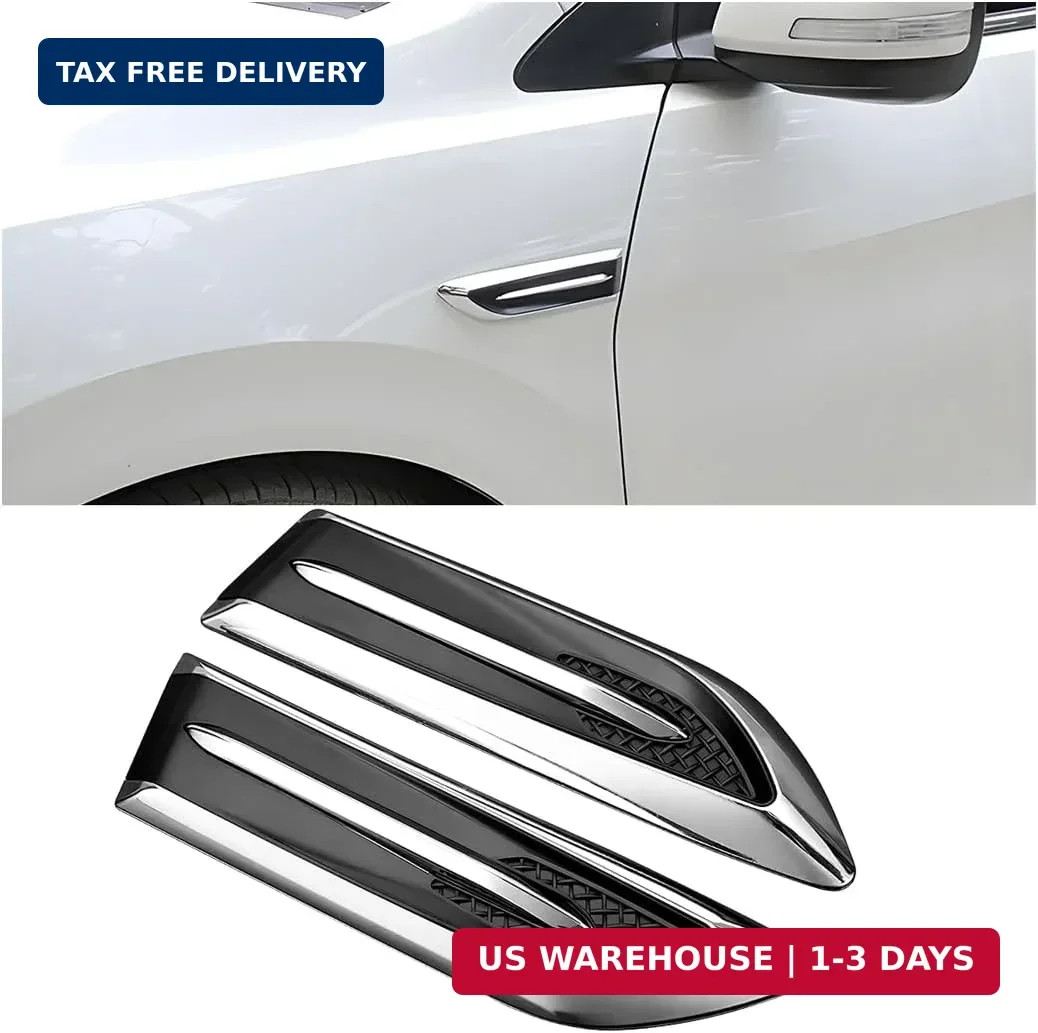 2PCS Car Hood Side Air Flow Intake Vent Trim, Self Adhesive Weatherproof Vehicle