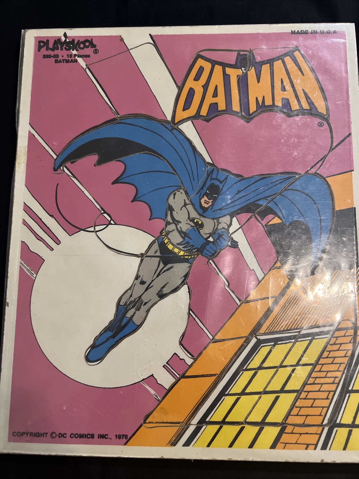 Vintage 1976 Batman Frame Tray Puzzle Playskool 18 Pieces 9-1/2" x 11-1/2"