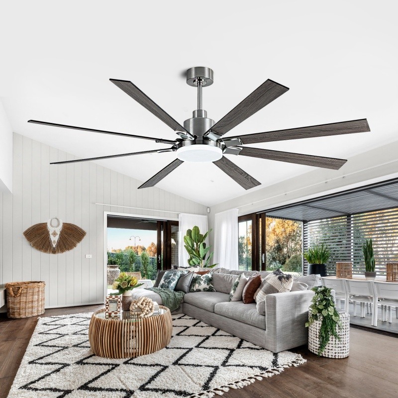 72" Modern Nickel Ceiling Fan with Lights 3 CCT Noiseless Reversible Remote