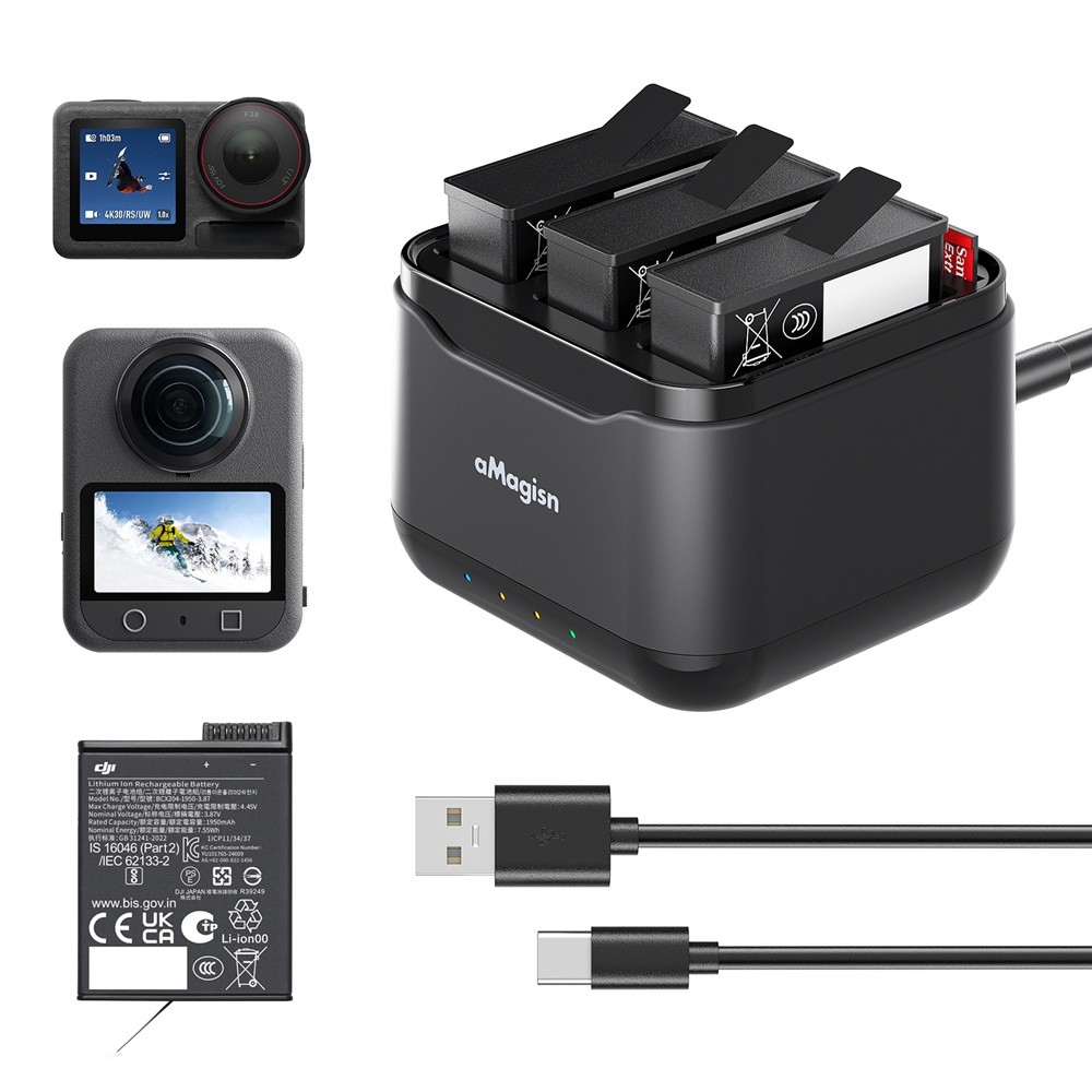3-Bay Fast Charger Case for DJI Osmo360 Camera Multi Battery Charging Station