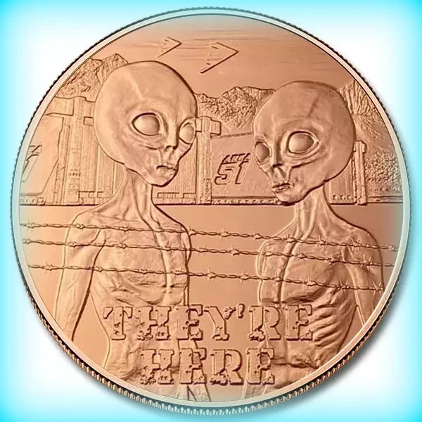 Area 51 "They're Here" 1 oz Copper Round - UFO Alien .999 Fine