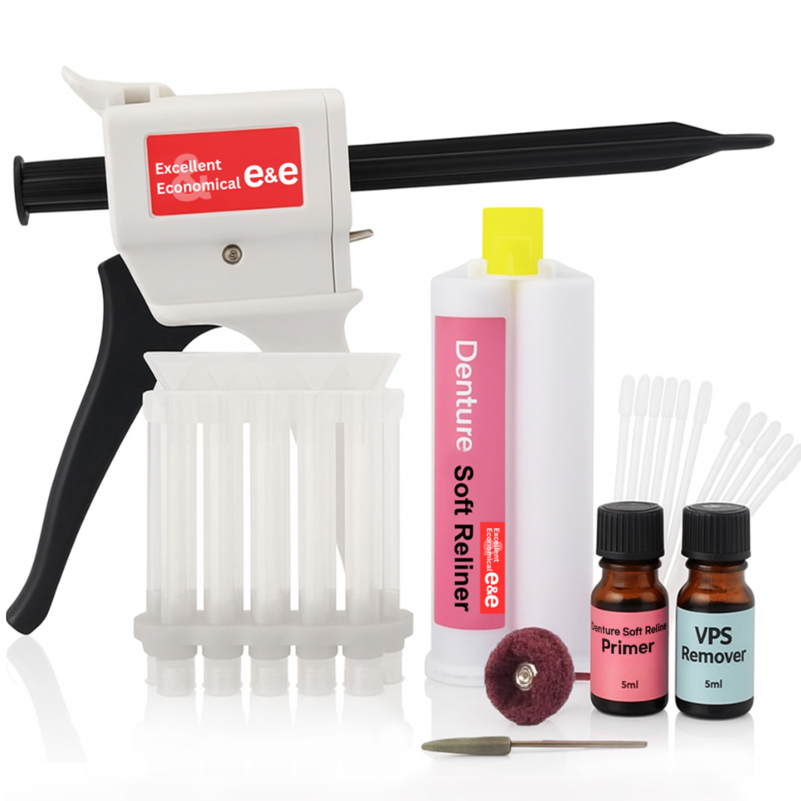 E&E Denture Soft Reline Kit - Long-Lasting Soft Grip, Easy to Apply, Multi-Use