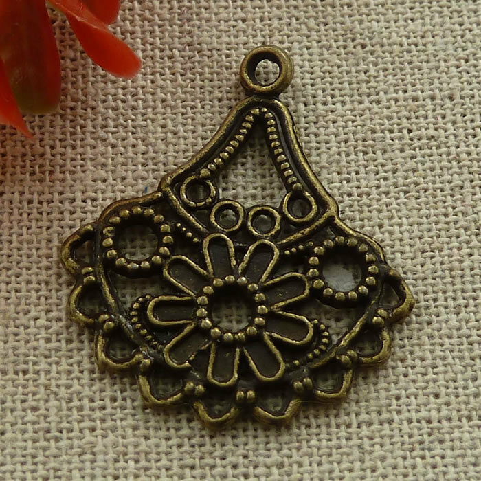 Free Ship 80 pcs Antique bronze flower earring connectors 33x28mm L-1136