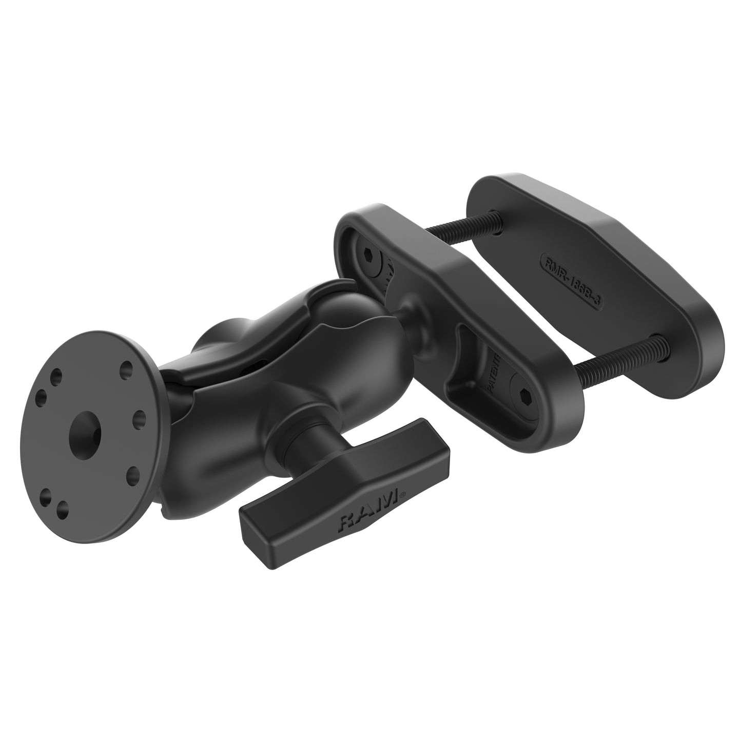 RAM-101U-B-247-3  RAM 3" Square Post Clamp Mount with Round AMP...
