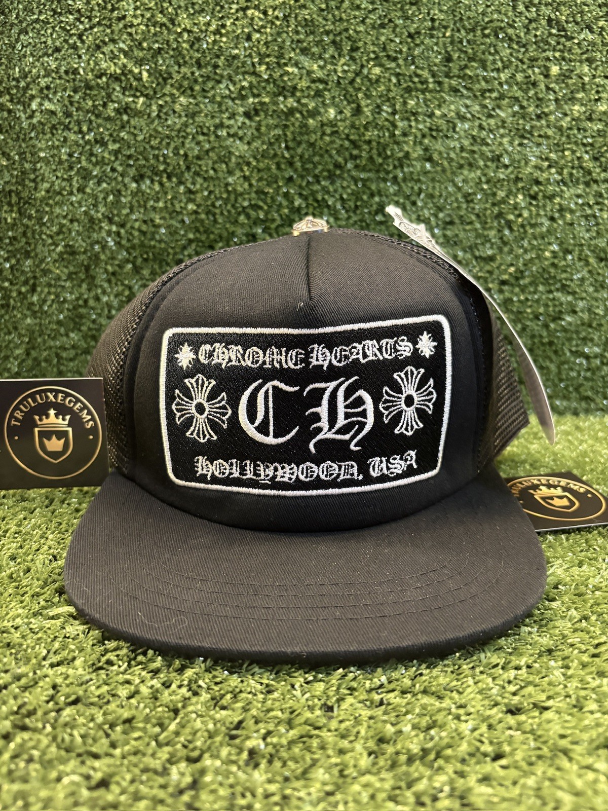 Chrome Trucker Hat for Men, One Size - Black, Adjustable Mesh Back (Brand New!)
