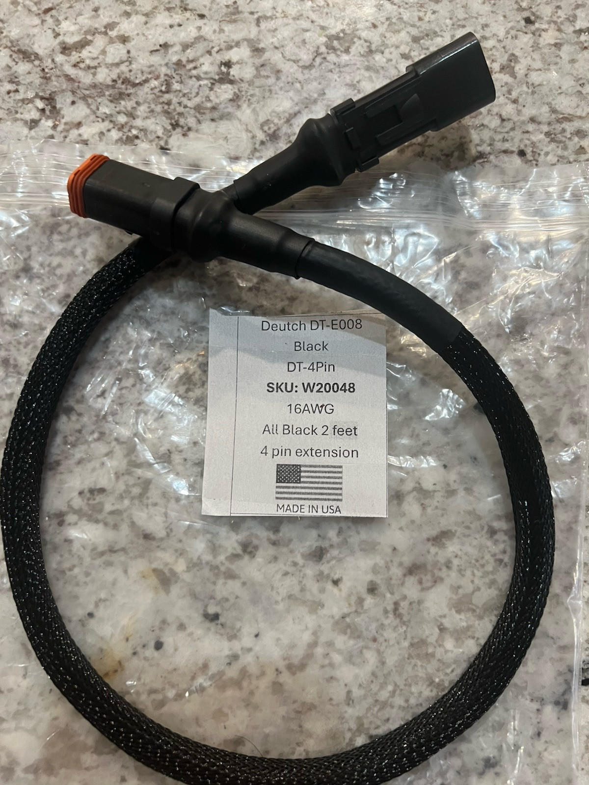 4 Pin DT Deutsch 2ft Extension cale 16 AWG , Tin coated (DT06-4s to  DT04-4p)