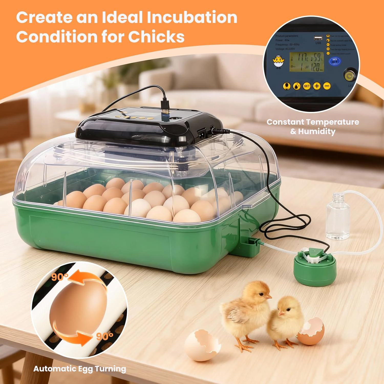 24 Egg Incubator for Hatching Eggs, 360° View Poultry Incubator, Automatic Egg T