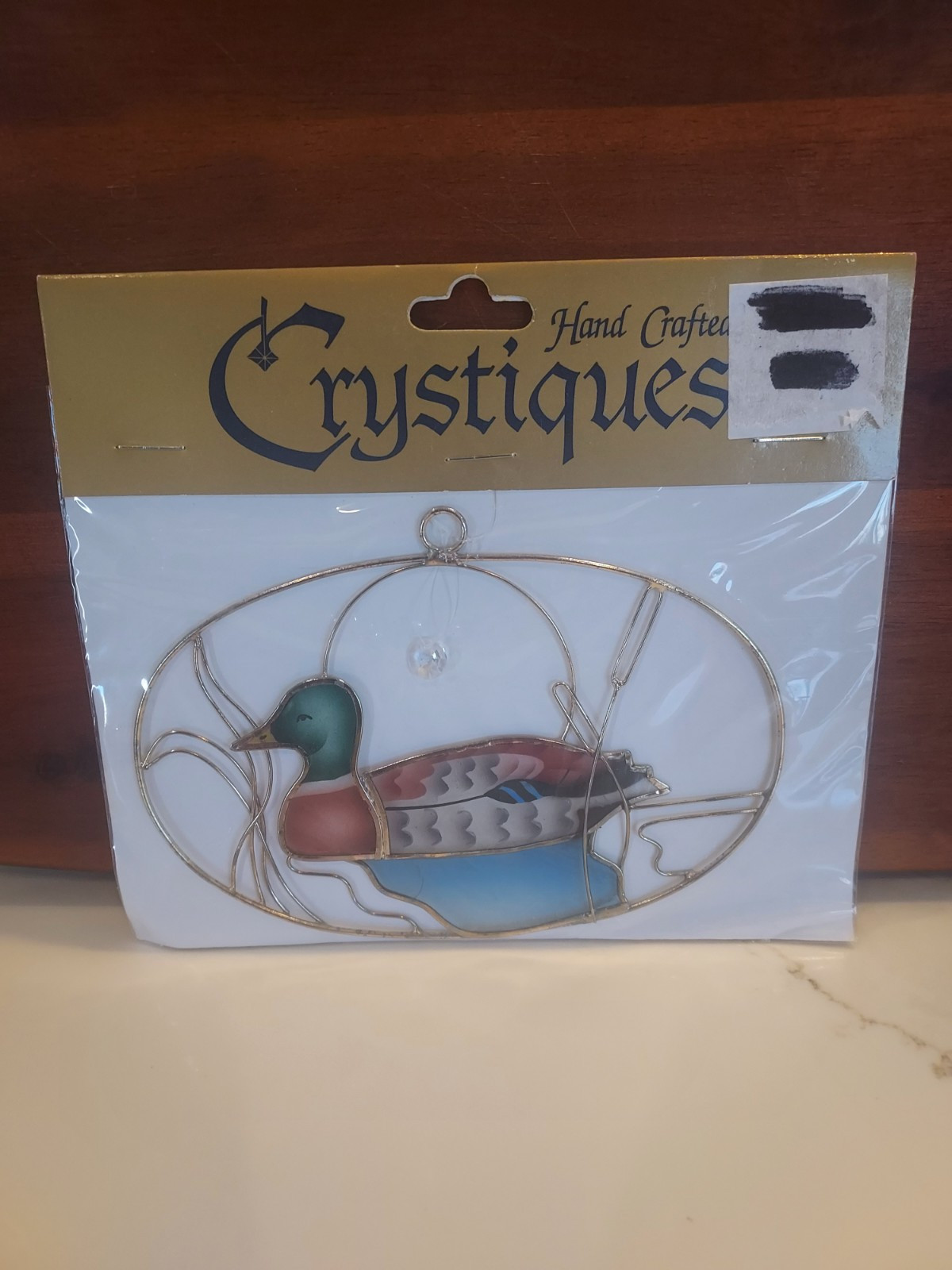 Hand Crafted Crystiques Austrian Crystal Mallard Duck Suncatcher Window Decor