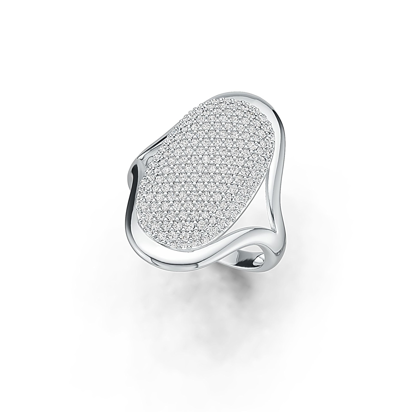 Sterling Silver Cluster Oval-Shaped Ring with White Topaz or Moissanite