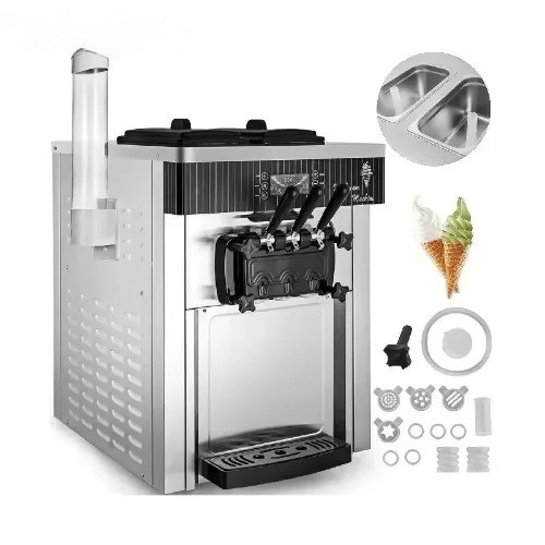 Soft Ice Cream Machine 18-28L/H Sorbet Cooler Tricolor Desktop Sweet Cone Freeze