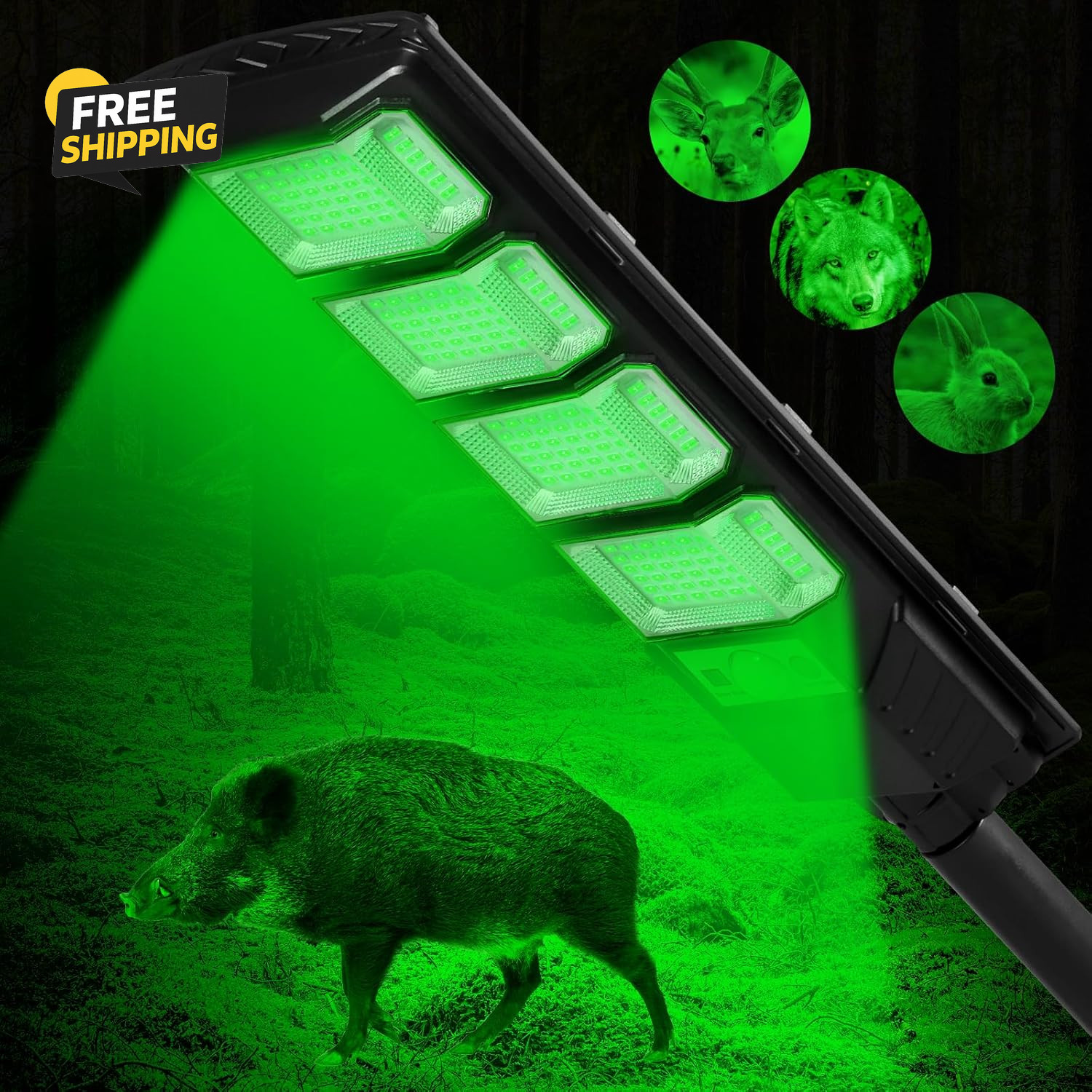 Hog Lights for Night Hunting, 12000LM Solar Green Hunting Light with Remote