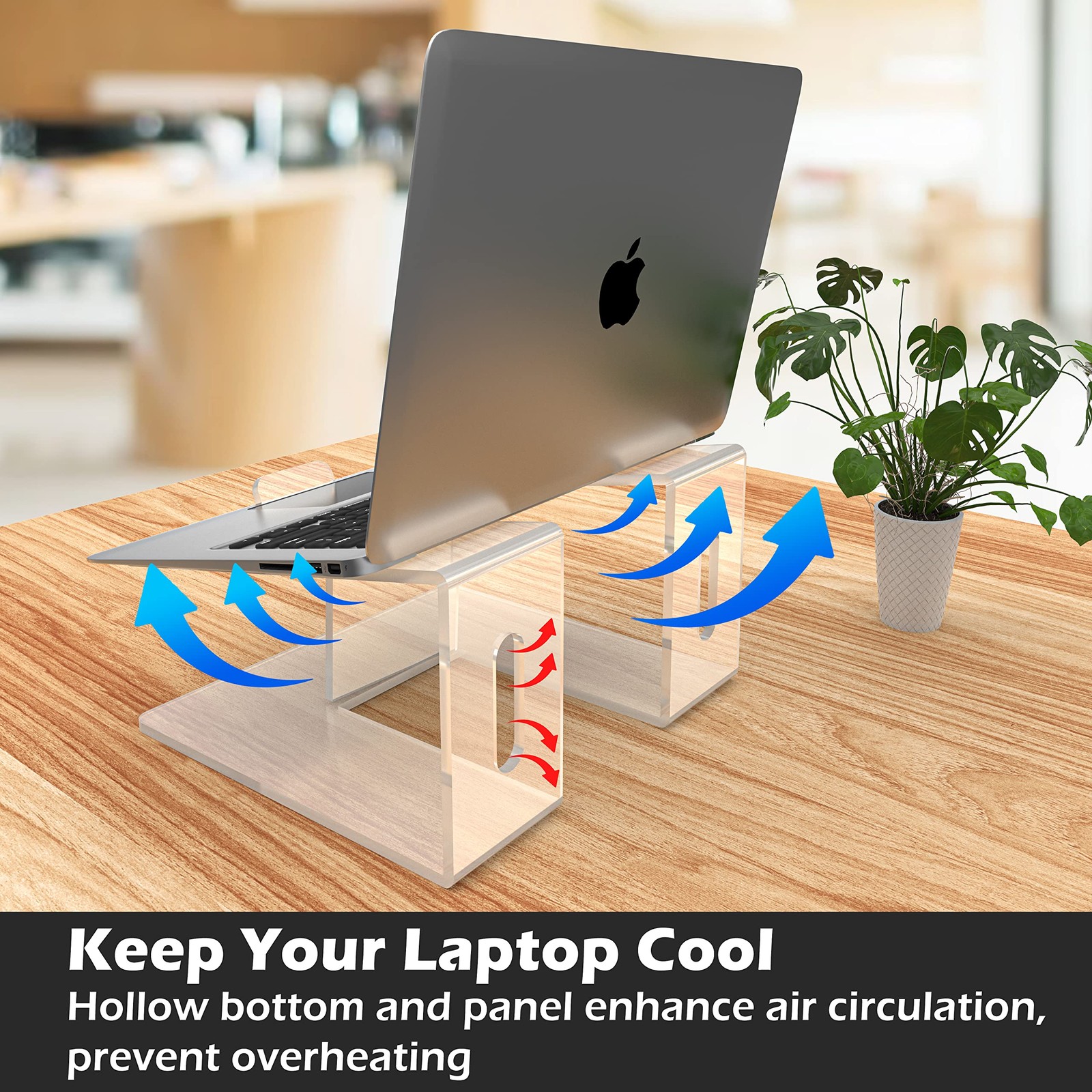 6MM Clear Acrylic Laptop Stand For Desk Portable Ergonomic Riser 1015.6