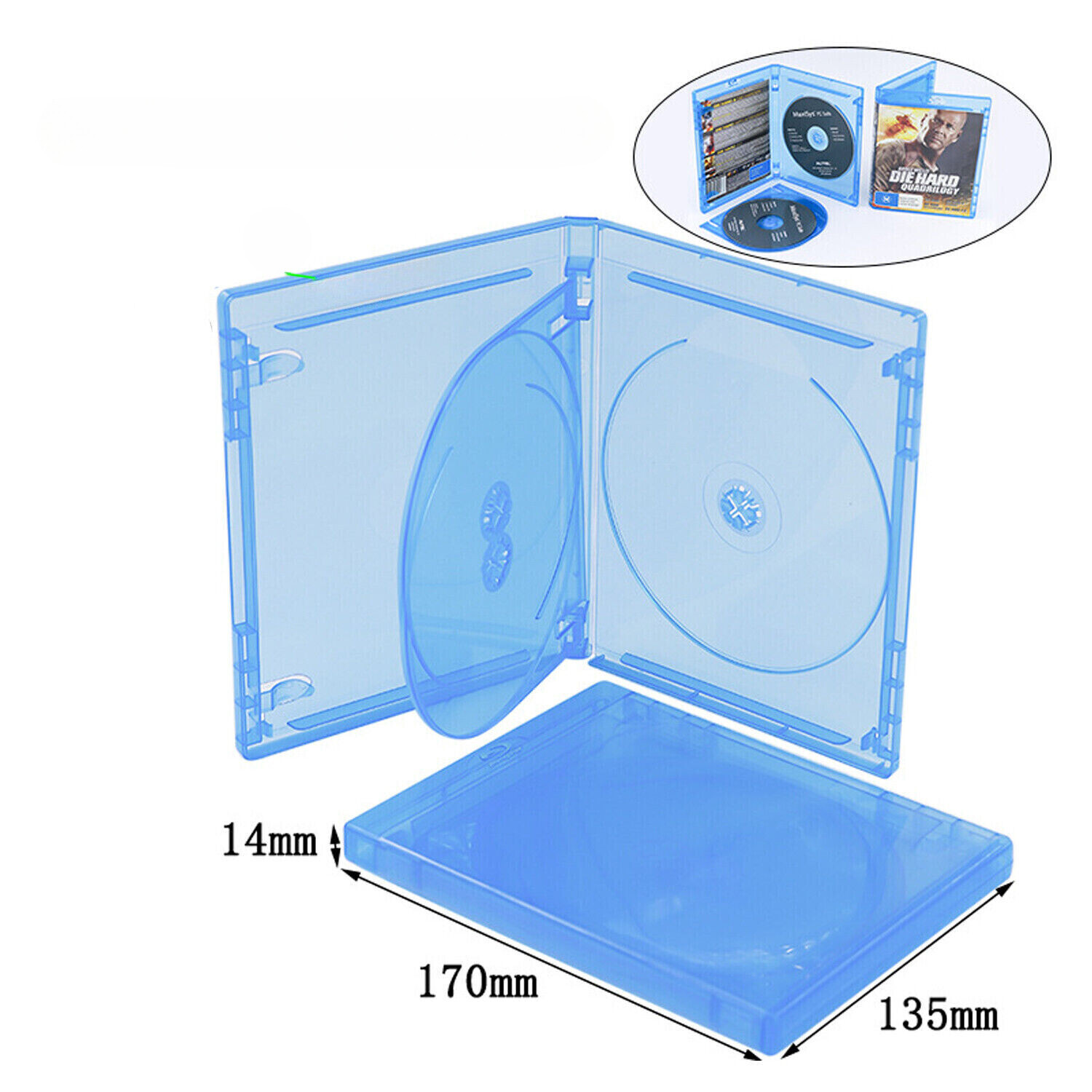 2x Standard 3-Discs CD DVD Cases with Cover Sleeve For Blu-Rays Games Movie DVD