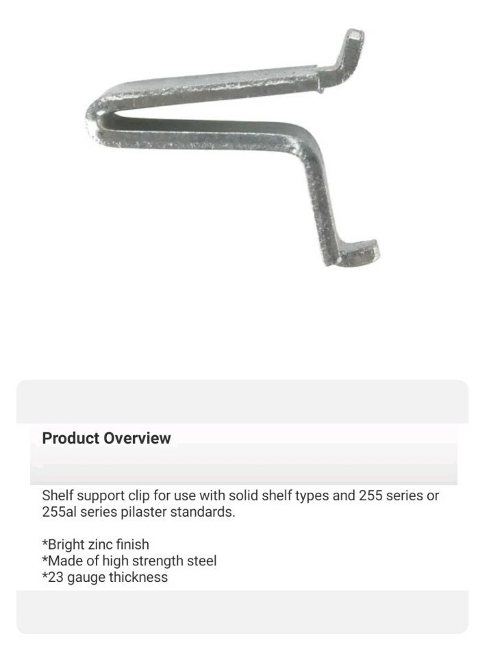 Knape & Vogt 256P Zinc Adjustable Shelf Support Clips, Package Contains 12