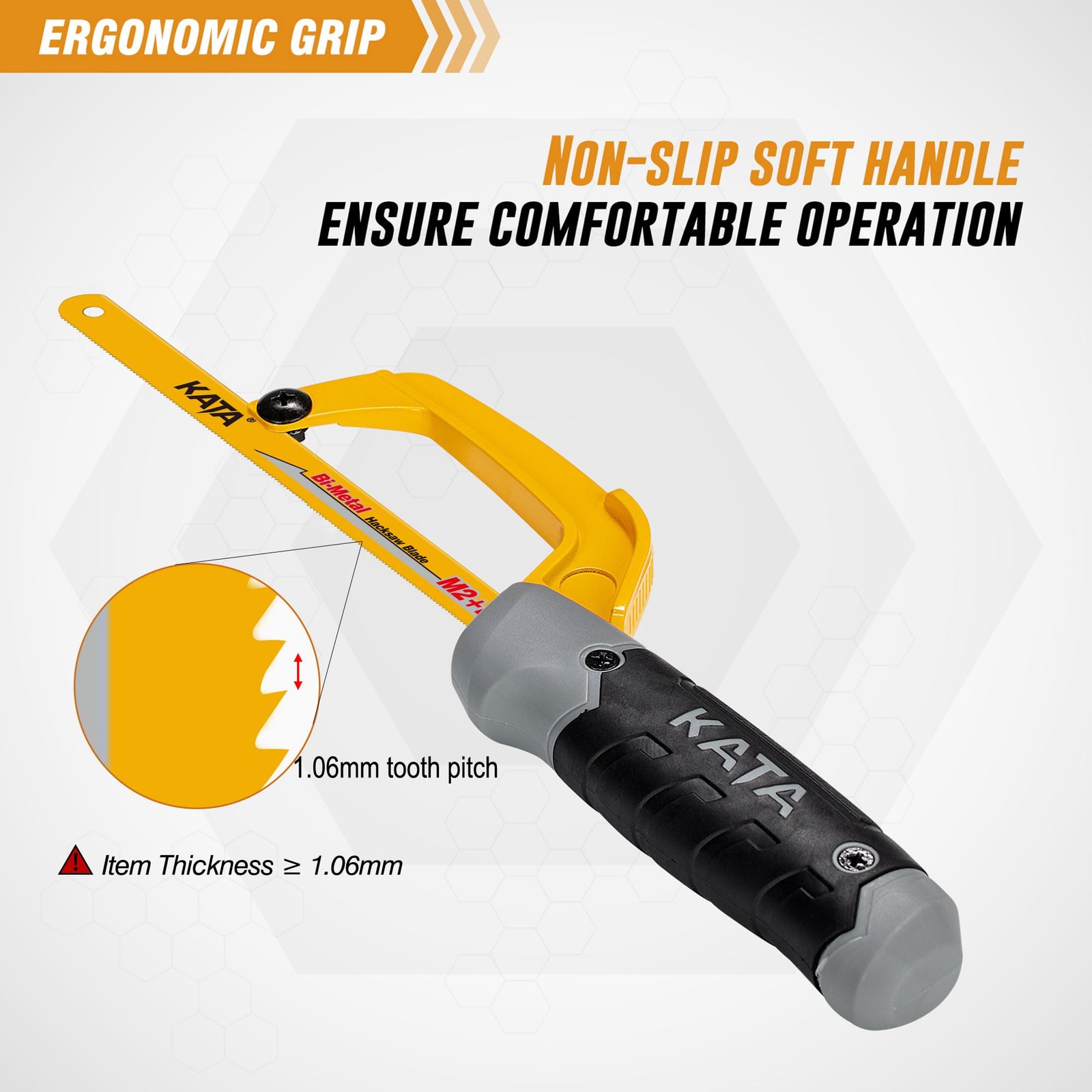KATA Mini Hacksaw for Metal Cutting, Small - 3PC, ['Orange', 'Black', 'Gray']