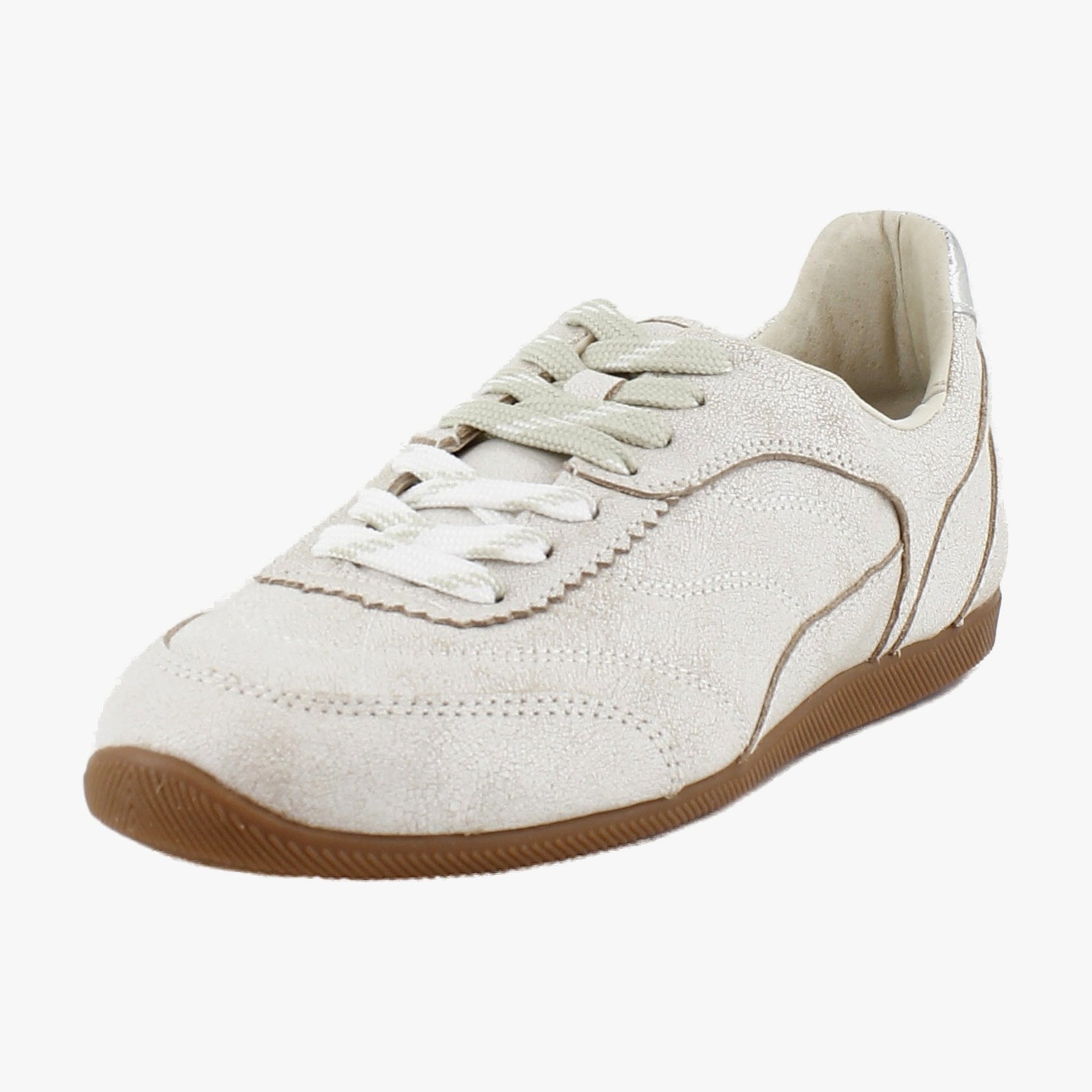 Dolce Vita Laini Womens Fashion Sneakers Off White Crackled Leather