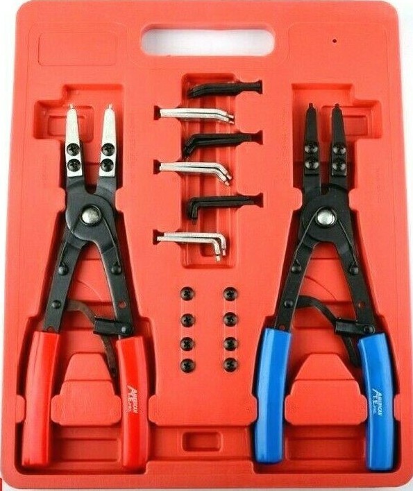 2 pcs  10" h d Ratchet Type Circlip Remover Installer Snap Ring Pliers Set