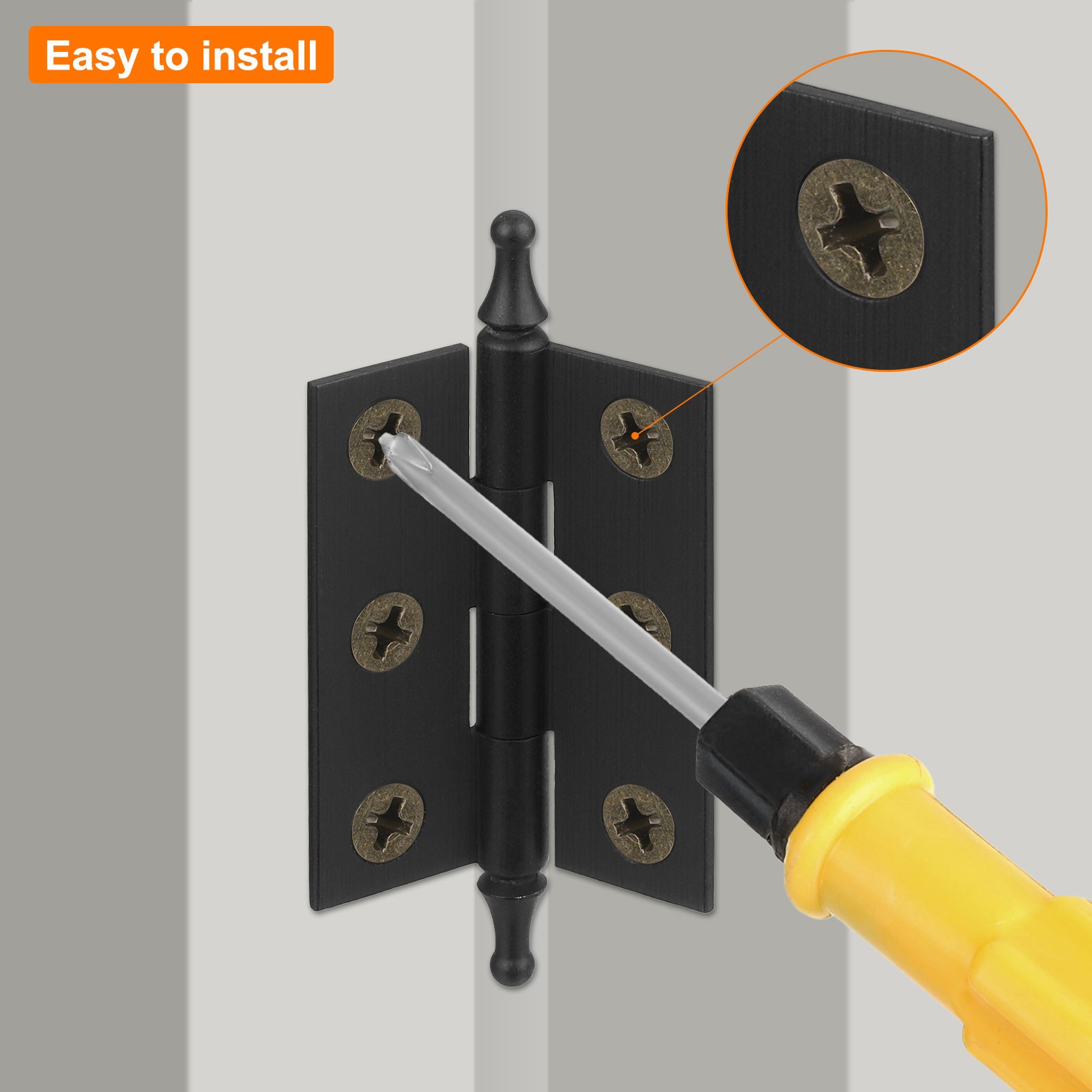 2Pcs 2.9 x 0.91 Inch Door Hinge Solid Brass Hinge with Mounting Screws, Bronze